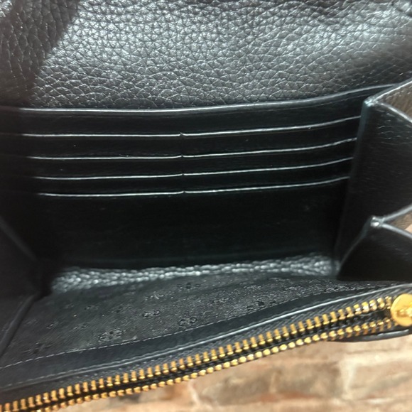 Tory Burch Britten Black Leather Wallet Crossbody Chain Bag Gold Logo - Picture 8 of 8